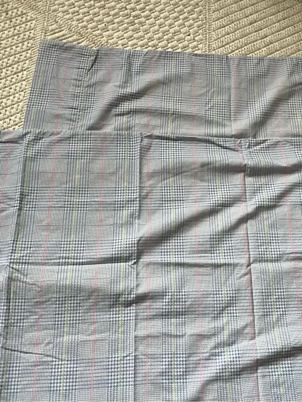 Ralph Lauren Blue & White Plaid Pillow Shams with Pink & Green Accents